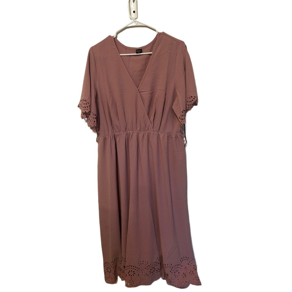 🐞HICISI Avenue Dusty Mauve Wrap-Front Midi Dress size 1XL GUC